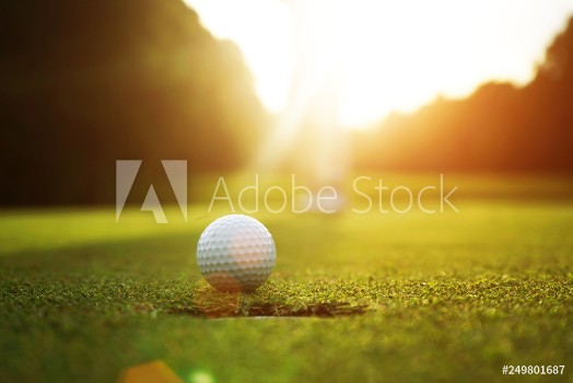Picture of Blurred golfers are putting golf in the evening golf course golf backglound in Thailand